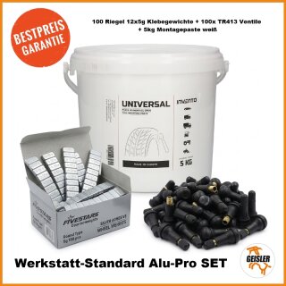 Reifen Montage SET Alu Pro Auswucht Klebegewichte Gummiventile Montagepaste